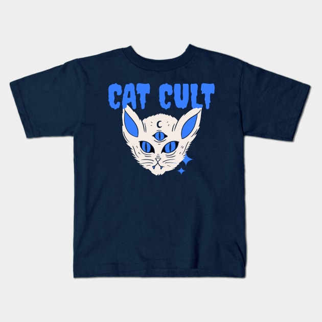 Cat Cult Wizard Cat Kids T-Shirt by Ghost Of A Chance 